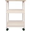 White Kitchen Microwave Cart with Butcher Block Top & Locking Casters