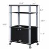 Modern 3-Shelf Kitchen Bakerâ€™s Rack Cart on Wheels in Black Wood Finish