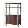 Modern 3-Shelf Kitchen Bakerâ€™s Rack Cart on Wheels in Brown Wood Finish