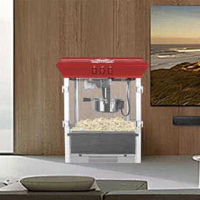 Commercial Popcorn Machine, 10 Ounce Kettle Stainless Steel Popcorn Maker with Tempered Glass, Warming Deck