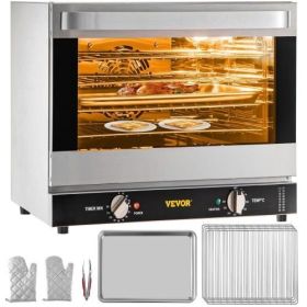 VEVOR Commercial Convection Oven, 66L/60Qt, Half-Size Conventional Oven Countertop, 1800W 4-Tier Toaster w/ Front Glass Door (Option: 21L/19Qt)